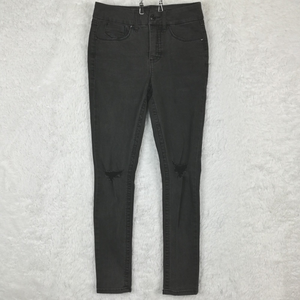 Seven7 Jeans Womens Skinny Denim Black Wash Mid Rise Ripped Stretch 4